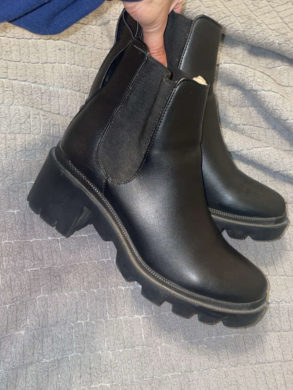 Steve Madden Black Chunky Platform Chelsea Booties